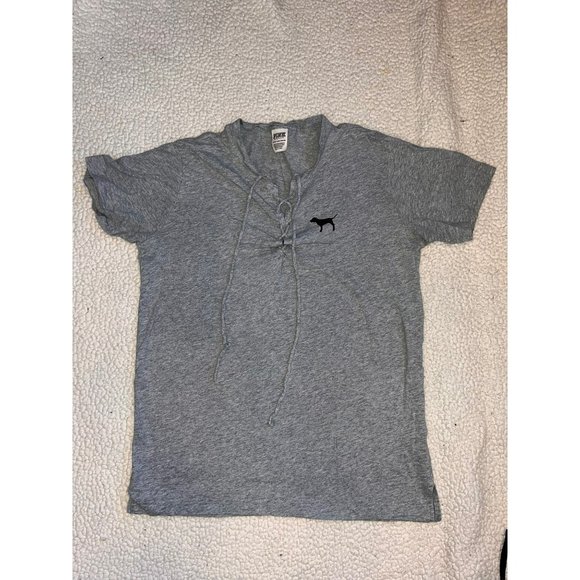 VS PINK Tie Up T-Shirt Gray Size X-Small - Picture 3 of 9